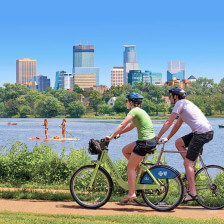 Lakeside bicycle ride in Minneapolis, Minnesota